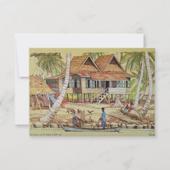 Hand Drawn Malaysian Greeting Card - Kampong House - Picture 7 of 11